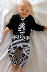 Zebras set black with tie - trousers + body