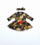 Komplet złote liście  -  sukienka i opaska  