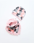 Butterflies set with gray pom-poms - cap and neckerchief (1)