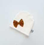 Czapka ecru z brązem