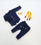 Komplet granat i musztarda - frak, body, baggy i szelki  