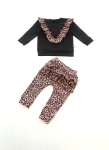 Komplet panterka i czerń - bluza i legginsy  z falbankami 