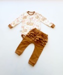 Komplet sarenki i karmel - body i legginsy z falbankami 