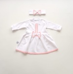 Komplet biel z koronką - sukienka i opaska