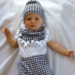 Komplet pepitka - czapka i chusta