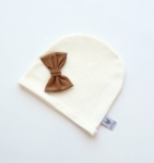 Czapka ecru z brązem