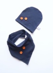 Komplet granat z guziczkami - czapka i chusta  