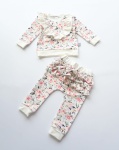 Komplet różany ogród z falbankami - bluza i legginsy    