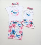 Komplet koliberki mama & córka - koszulka, spódnica i opaska 