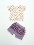 Komplet lody i jednorożce z lawendą  - koszulka i spodenki z falbankami  