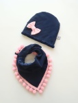 Komplet granat i róż -  czapka i chusta  