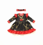 Komplet złote renifery  i czerwień  -  sukienka i opaska  