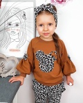 Bluza z bufkami -karmel i  panterka biała  
