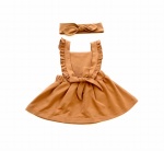 Komplet karmel - spódniczka ogrodniczka i opaska 