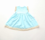 Sukienka błękit z koronką - rękawek motylek 