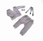 Komplet jodełka - frak, body, baggy i szelki  