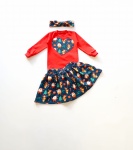 Komplet Mikołaje i Renifery - body, spódniczka i opaska   