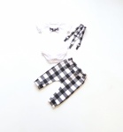 Komplet krata czarna - baggy i body z muchą oraz szelki 