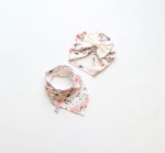 Komplet różany ogród i ecru - turban i chusta 