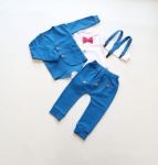 Komplet chaber z guziczkami i fuksja - frak, body, baggy i szelki  