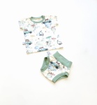 Komplet maluszki na ecru - koszulka i bezuciskowe bloomersy 