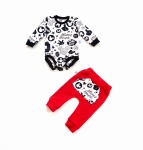 Komplet Miki logo czern i czerwień - baggy i body  