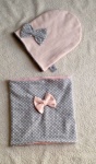 Spots and pink set - cap and chimney scarf