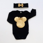 Komplet myszka złoto i czerń - body i opaska 
