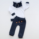 Komplet jeans z bielą - baggy+bluza z kominem