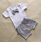 Grey set with buttons - body and shorts