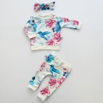 Hummingbird set - leggins + blouse with chimney + headband (1)