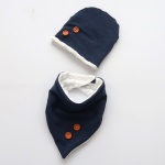 Komplet jeans z guziczkami -  czapka i chusta  