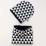 Black-white triangles set - cap and chimney scarf