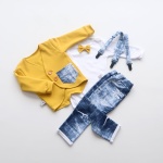 Komplet musztarda - frak, body, szelki i baggy jeans