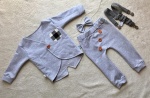Gray with buttons set - coat, braces, trousers and bowtie
