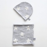 Stars on gray set - cap and chimney scarf