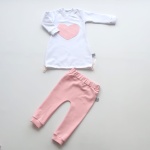 Sukienka wiązana i legginsy - biel i róż