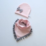 Komplet róż czapka i chusta 