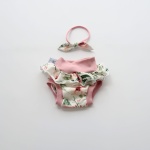 Komplet - bloomersy kwiaty w ogrodzie z falbanką  i opaska