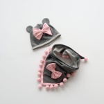 Komplet z uszami melanż i róż  - czapka i chusta  