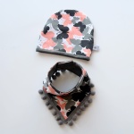 Butterflies set with gray pom-poms - cap and neckerchief
