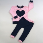 Komplet jeans z różem - bluza i legginsy