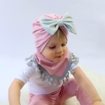 Komplet róż kwarcowy z popielem - turban i chusta  