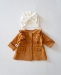 Komplet karmel i ecru 2 - płaszczyk i turban  