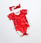 Komplet maliny - body krótki rękaw i opaska