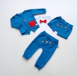 Komplet chaber z guziczkami i czerwień - frak, body, baggy i szorty  