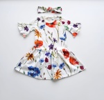 Komplet polne kwiaty - sukienka i opaska 