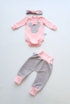 Komplet myszka i groszki  - bezuciskowe baggy, body i opaska