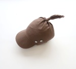 Chusta z daszkiem - len brąz i guziki 