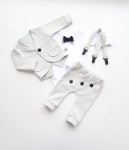 Komplet popiel z guzikczami - frak, body, baggy i szelki 